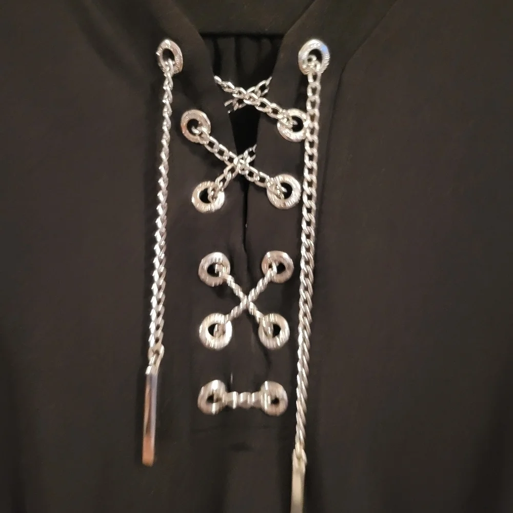 Michael Kors Chain Lace-up Belted Shirt Dress